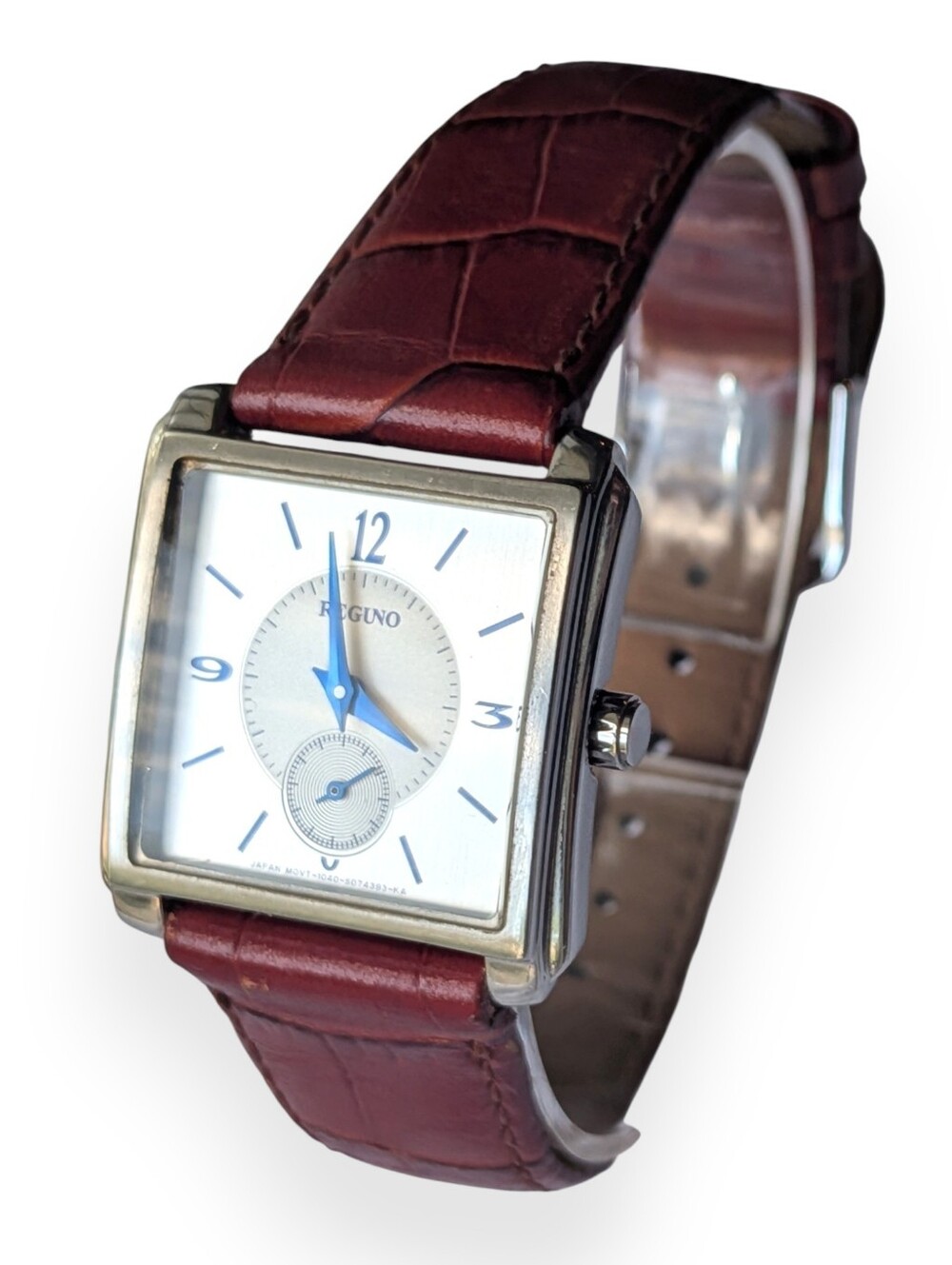Citizen Reguno Watch Vintage Women's Silver Square Red Embossed Leather Strap
